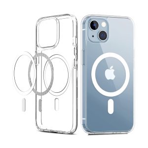CEDO Cover for iPhone 13/14 | Compatible with MagSafe Wireless Charging | Designed with Magnetic Lock Shockproof Phone Bumper Transparent Back Case Cover (Transparent)